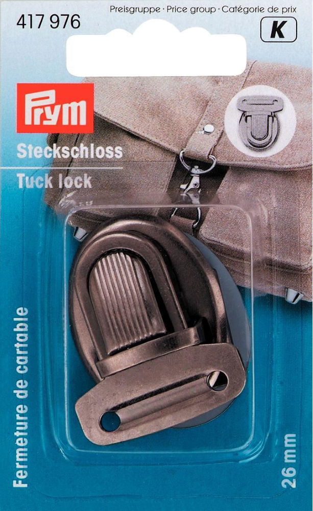 P417976 - TUCK LOCK 26mm ANTIQUE SILVER 1PC