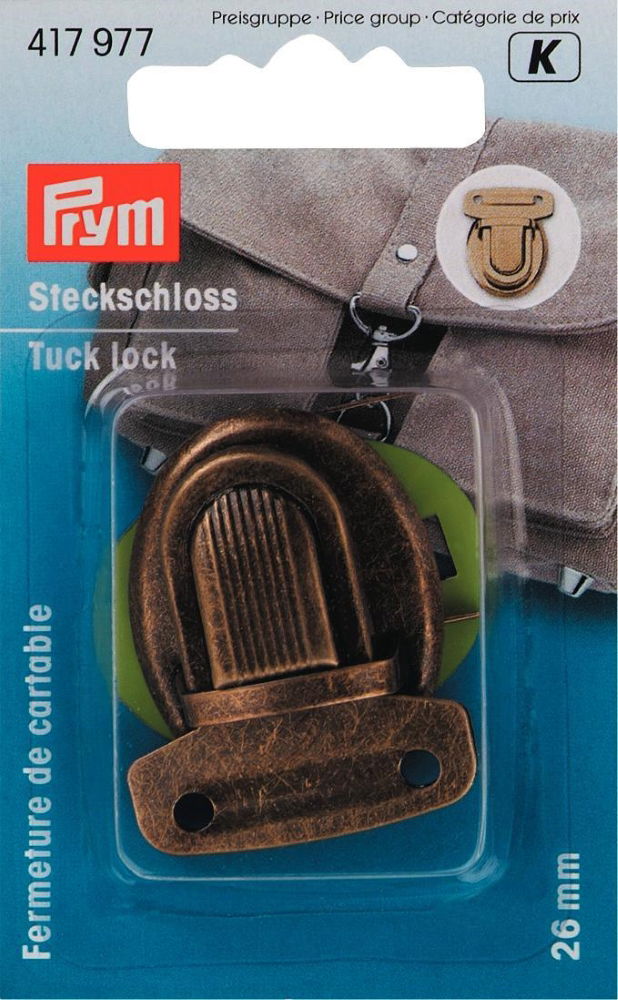 P417977 - Tuck lock 26 mm antique brass x 1pc