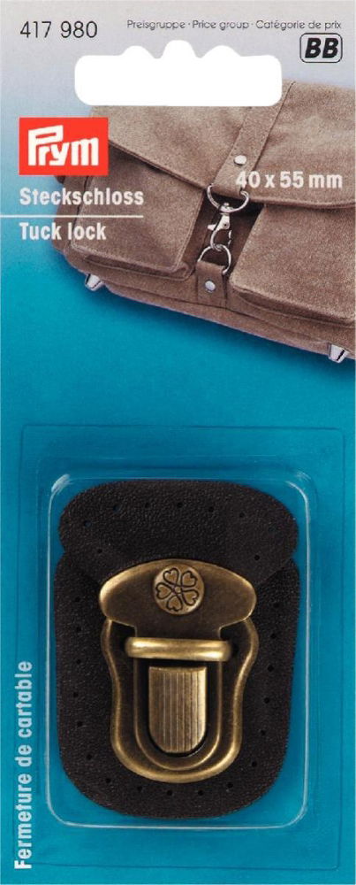P417980 - Tuck lock for sewing on brown x 1pc
