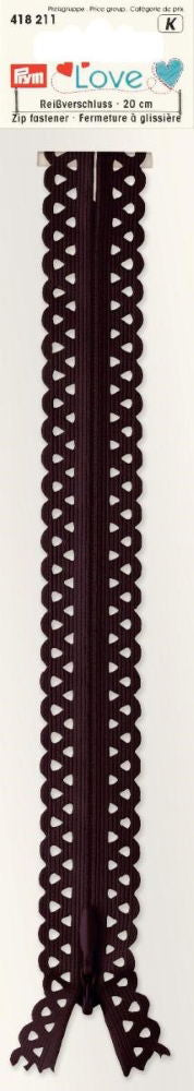 P418211 - Prym Love Zip S11 decor. 20cm Dark brown x 1pc