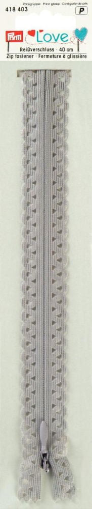 P418403 - Prym Love Zip S11 decor. 40cm silver grey x 1pc