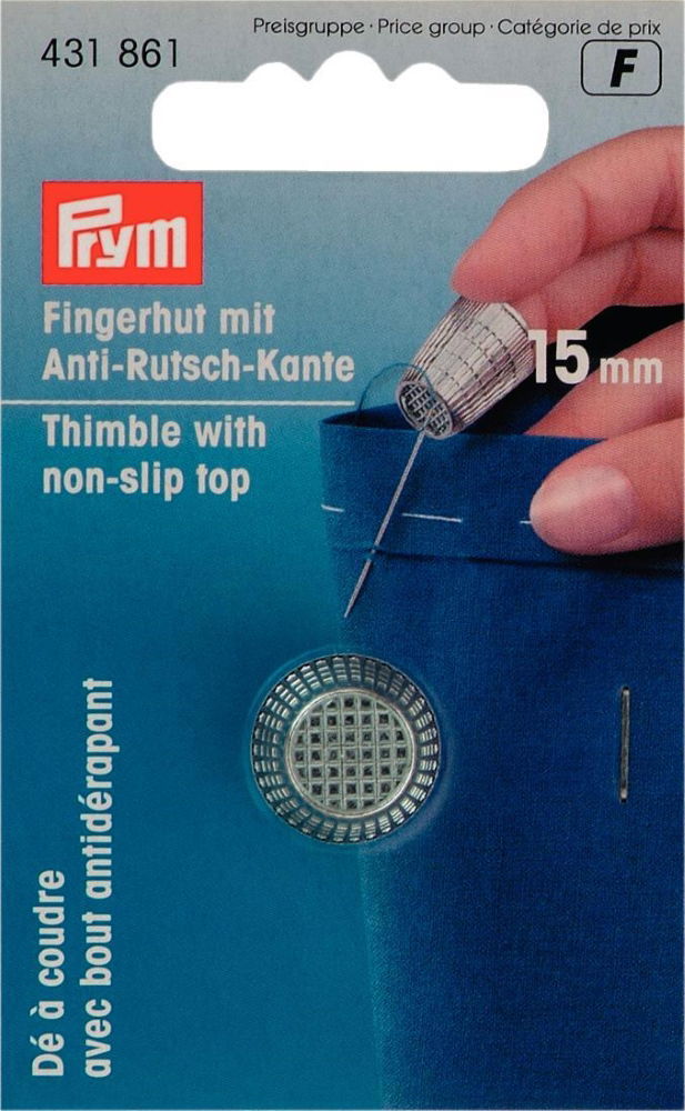 P431861 - Thimble zinc die-cast  15mm silver x 1pc