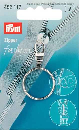 P482117 - Fashion Zipper pullers Ring metal silver x 1pc