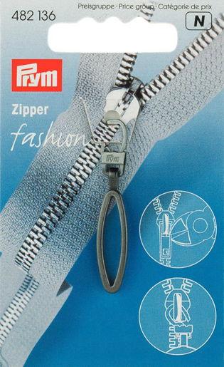P482136 - Fashion Zipper pullers Loop metal black oxidized x 1pc