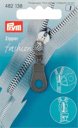 P482138 - Fashion Zipper pullers Eyelet metal black x 1pc