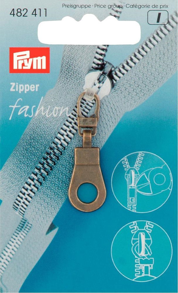 P482411 - Fashion Zipper pullers Eyelet metal antique brass x 1pc