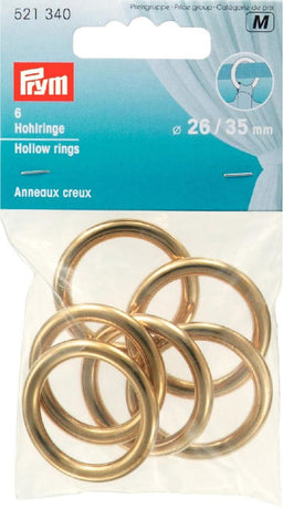 P521340 - Hollow Rings brass gold 26/35mm x 6pc
