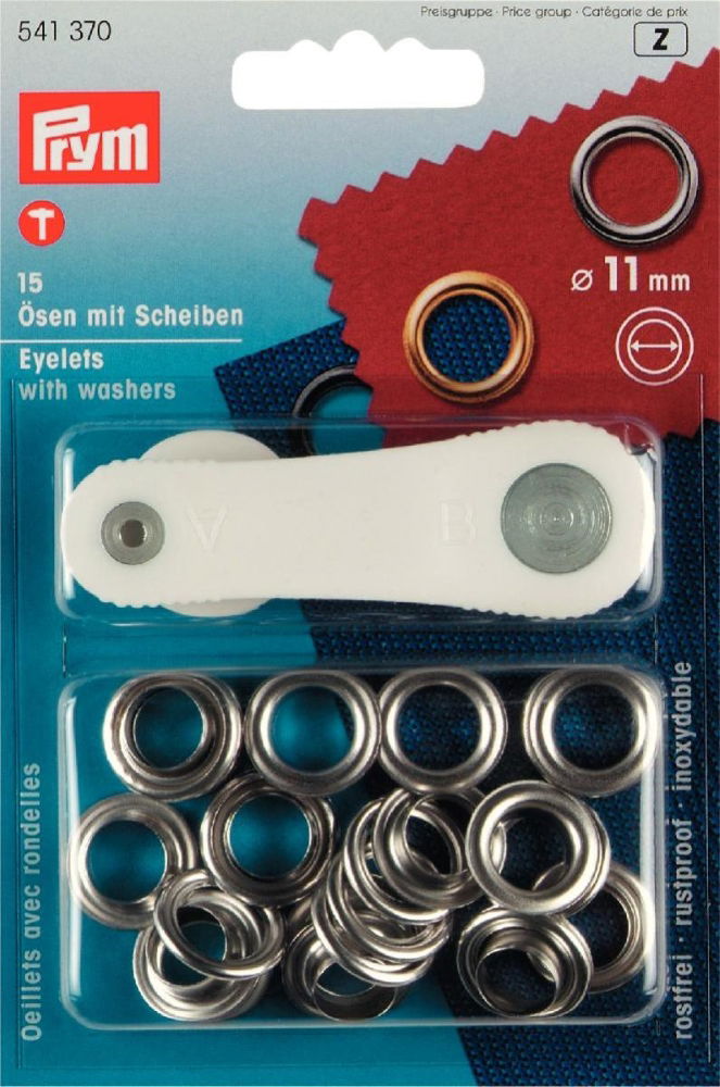 P541370 - Eyelets/Washers brass  11mm silver x 15pc