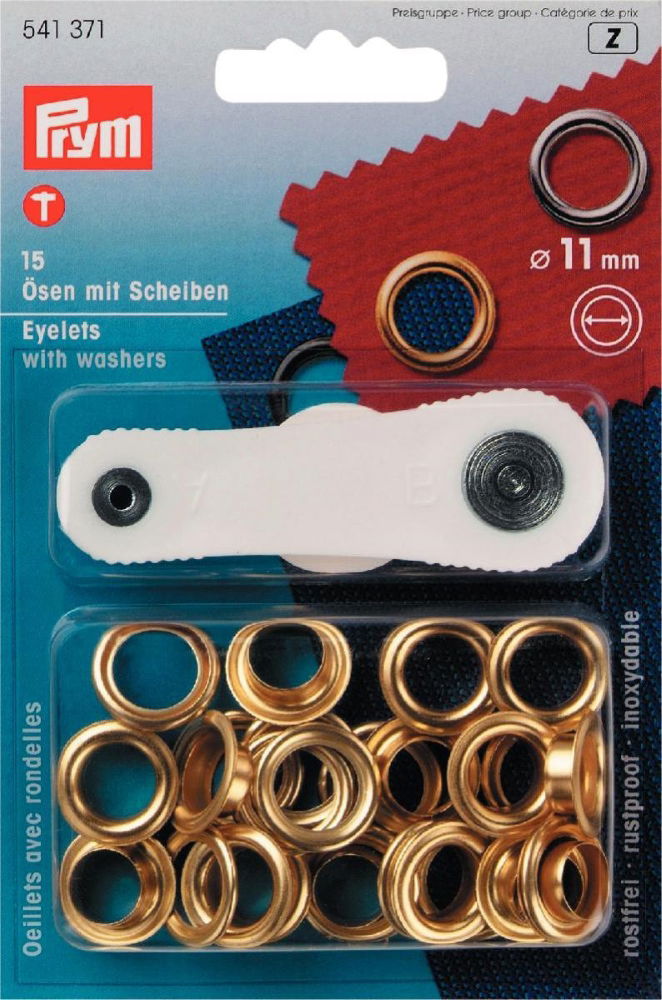P541371 - Eyelets/Washers brass  11mm gold x 15pc