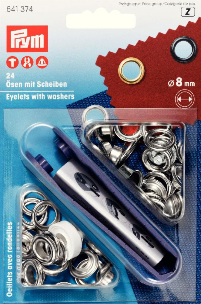 P541374 - Eyelets/Washers brass  8mm silver x 24pc
