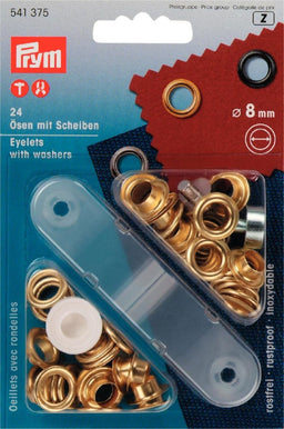 P541375 - Eyelets/Washers brass  8mm gold x 24pc