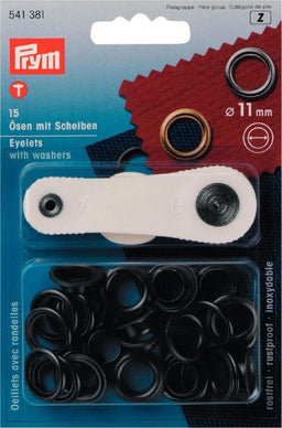 P541381 - Eyelets/Washers brass  11mm Black oxidized x 15pc