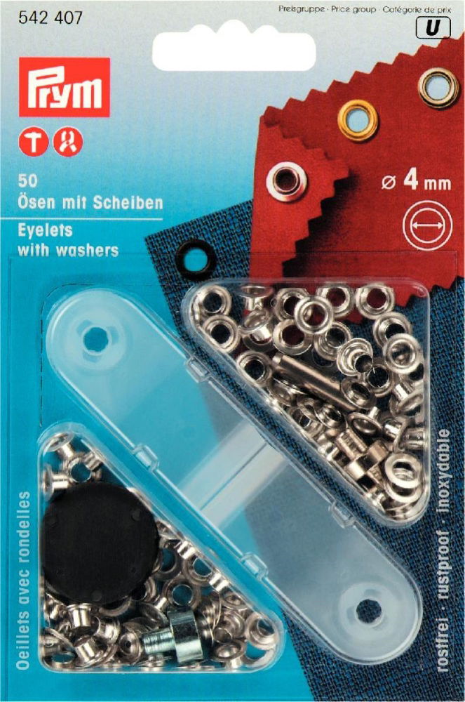 P542407 - Eyelets/Washers brass  4mm silver x 50pc