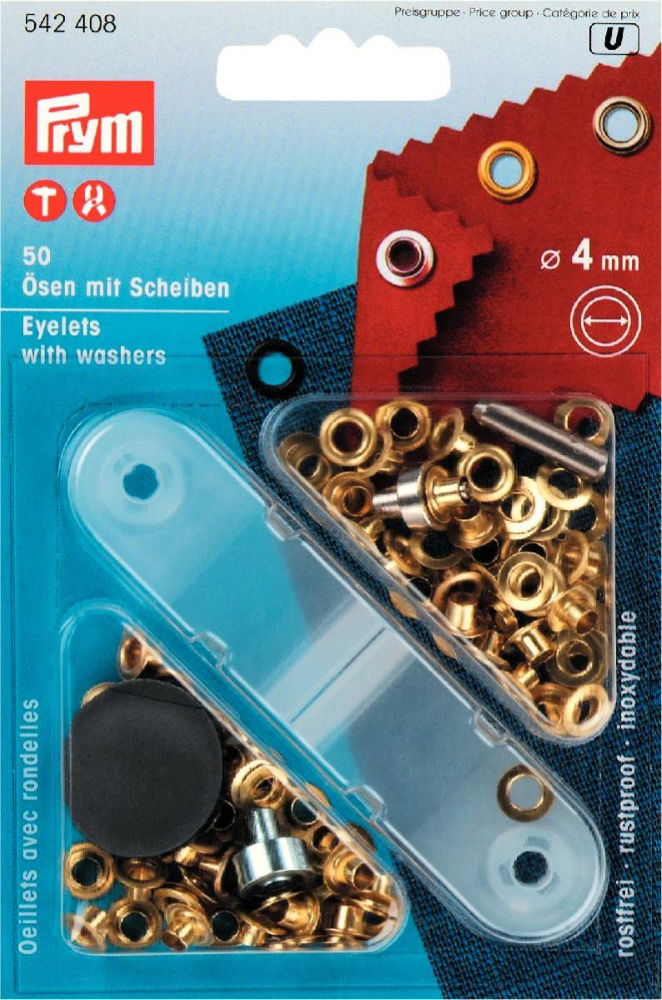 P542408 - Eyelets/Washers brass  4mm gold x 50pc