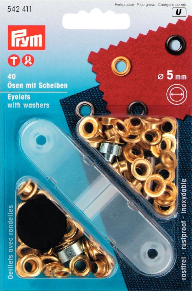 P542411 - Eyelets/Washers brass  5mm gold x 40pc