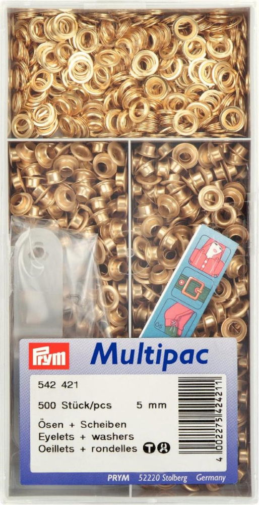 P542421 - PYRM EYELETS & WASHERS INSIDE DIAMETER 5mm GOLD COL 1