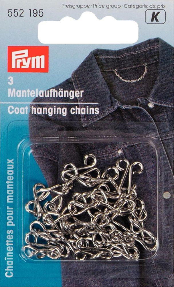 P552195 - Coat Hanging Chains mild steel silver X 3PC