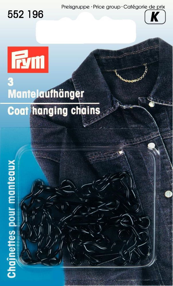 P552196 - Coat Hanging Chains mild steel black x 3pc