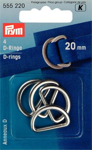 P555220 - D-rings 20mm silver col x 4pc