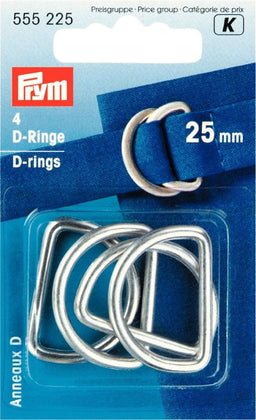 P555225 - D-rings 25mm silver x 4pc