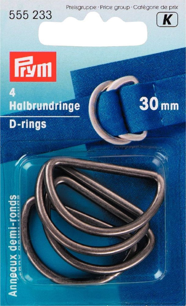 P555233 - D-RINGS 30mm ANTIQUE SILVER 4 PCS
