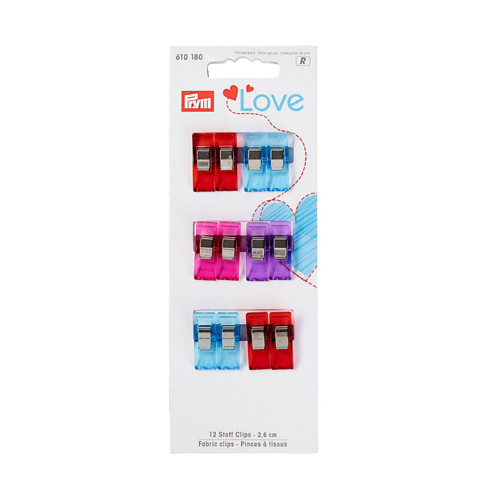 P610180 - Prym Love fabric clips 2.6cm x 12 pcs assorted 16/11/20