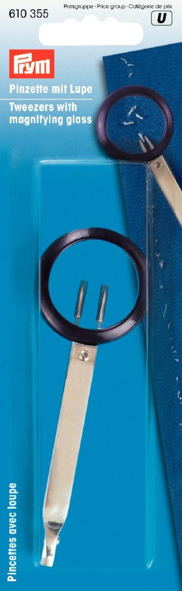 P610355  **Tweezers with magnifying glass x 1pc