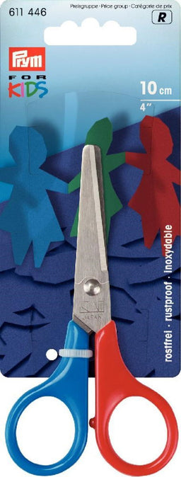 P611446 - CHILDRENS SCISSORS FOR KIDS GRIP BLUE/RED 4"" 10cm 1PC