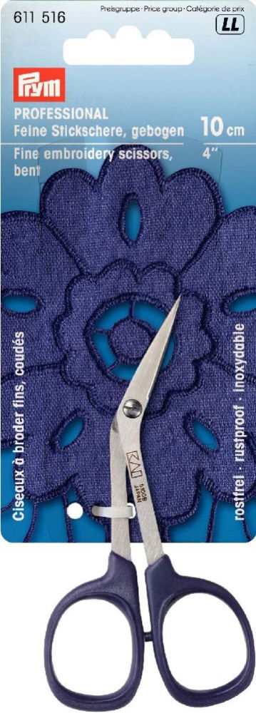 P611516 - Professional Embroidery Scissors HT bent 4'' 10cm x 1pc