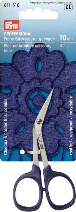 P611516 - Professional Embroidery Scissors HT bent 4'' 10cm x 1pc