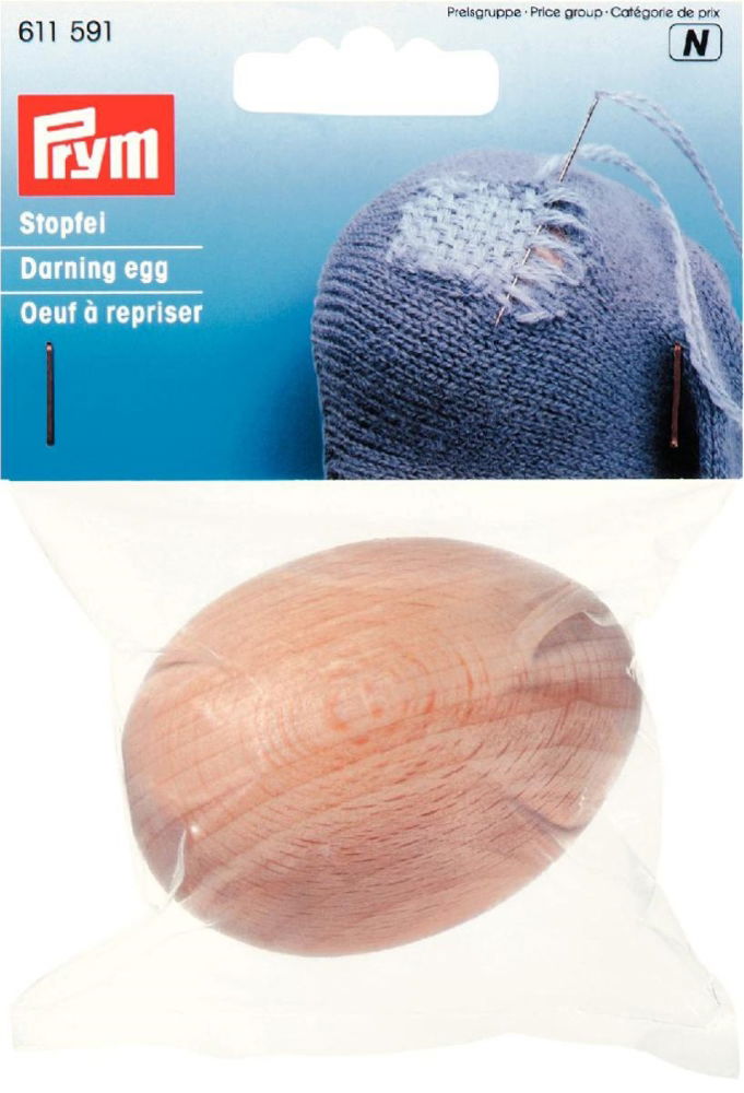 P611591 - PRYM DARNING EGG HARDWOOD - NATURAL