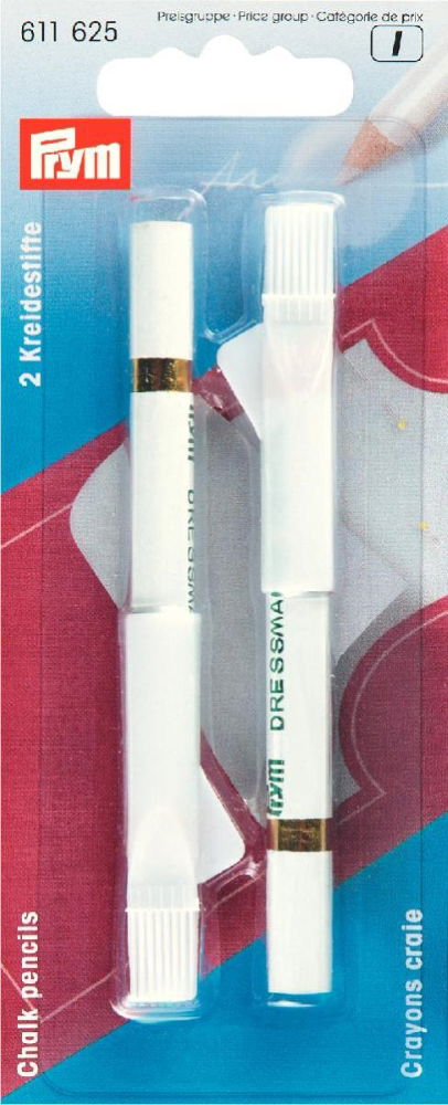 P611625 - Chalk pencils + brush white x 2pc