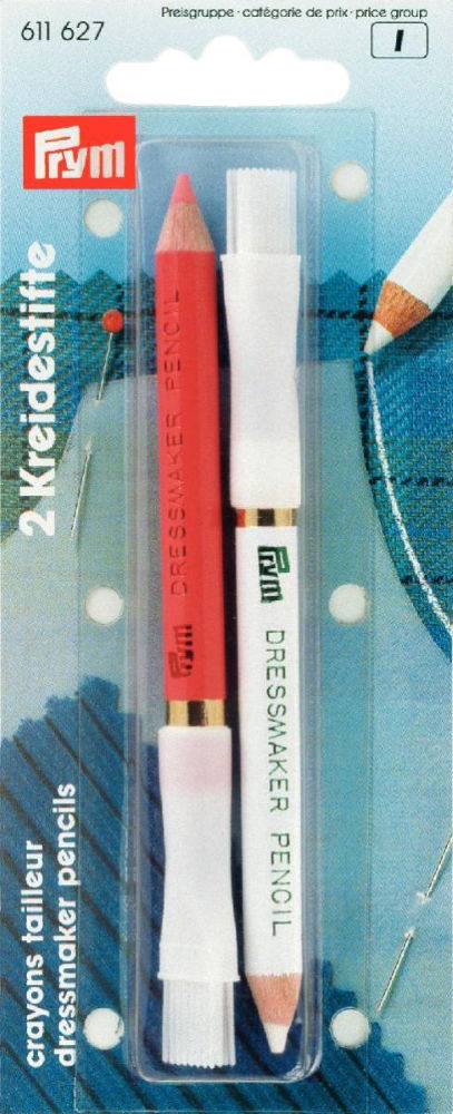 P611627 - Chalk pencils + brush white/pink x 4pc