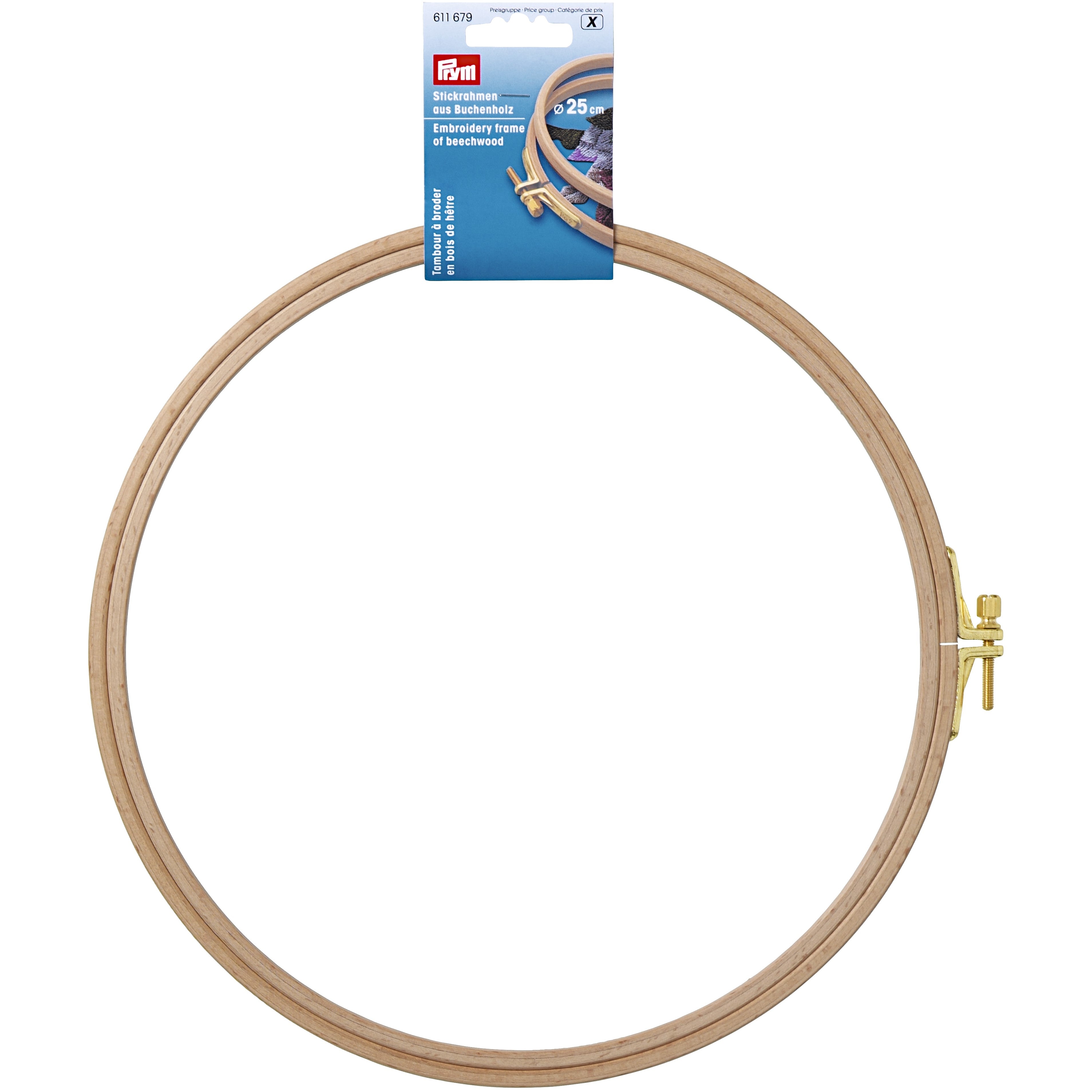 P611679  Embroidery Frame poli. beechwood w. screw 8 mm x 25 cm
