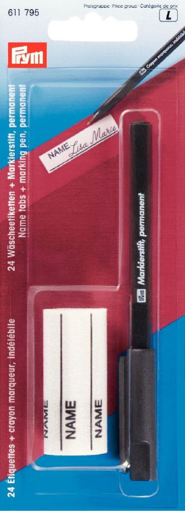 P611795 - *(KU)*24 Laundry Mark Tabs+1 Permanent-Marker x 1 set