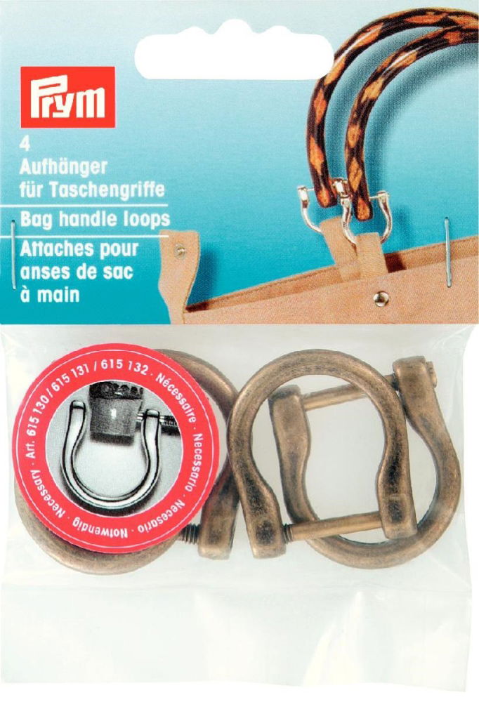 P615132 - Bag handle loops antique brass 18mm x 4pc