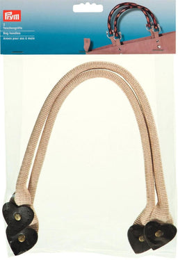 P615175 - Bag handles Clara beige/brown x 2pc