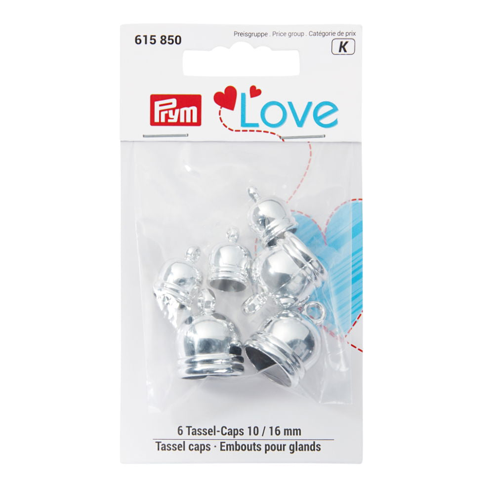 P615850 - **Prym Love Tassel caps 10 + 16 mm silver coloured