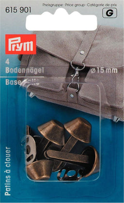 P615901 - Base nails for bags  1 5mm ant. brass x 4pc