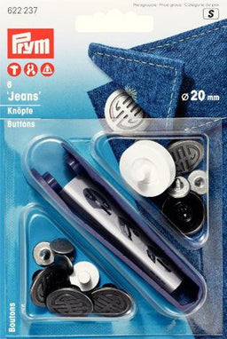 P622237 - Jeans-buttons brass antique steel Art deco 20mm x 6pc