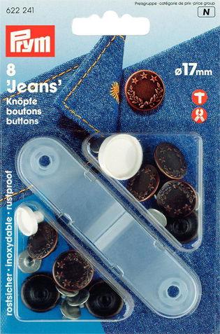 P622241 - Jeans-buttons brass antique cop Laurel wreath 17mm x 8pc