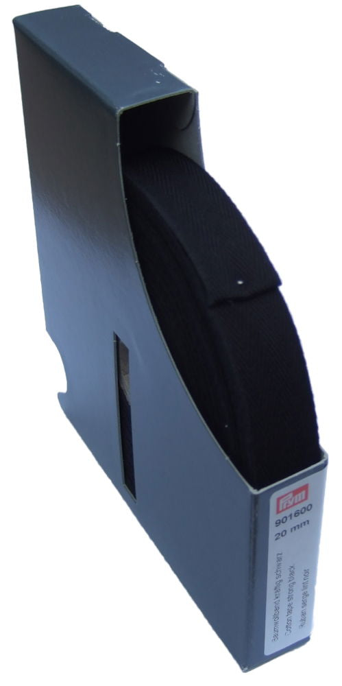 P901600 - Cotton tape strong 20mm black x 30mtr