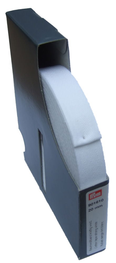 P901610 - Cotton tape strong 20 mm white x 30mtr