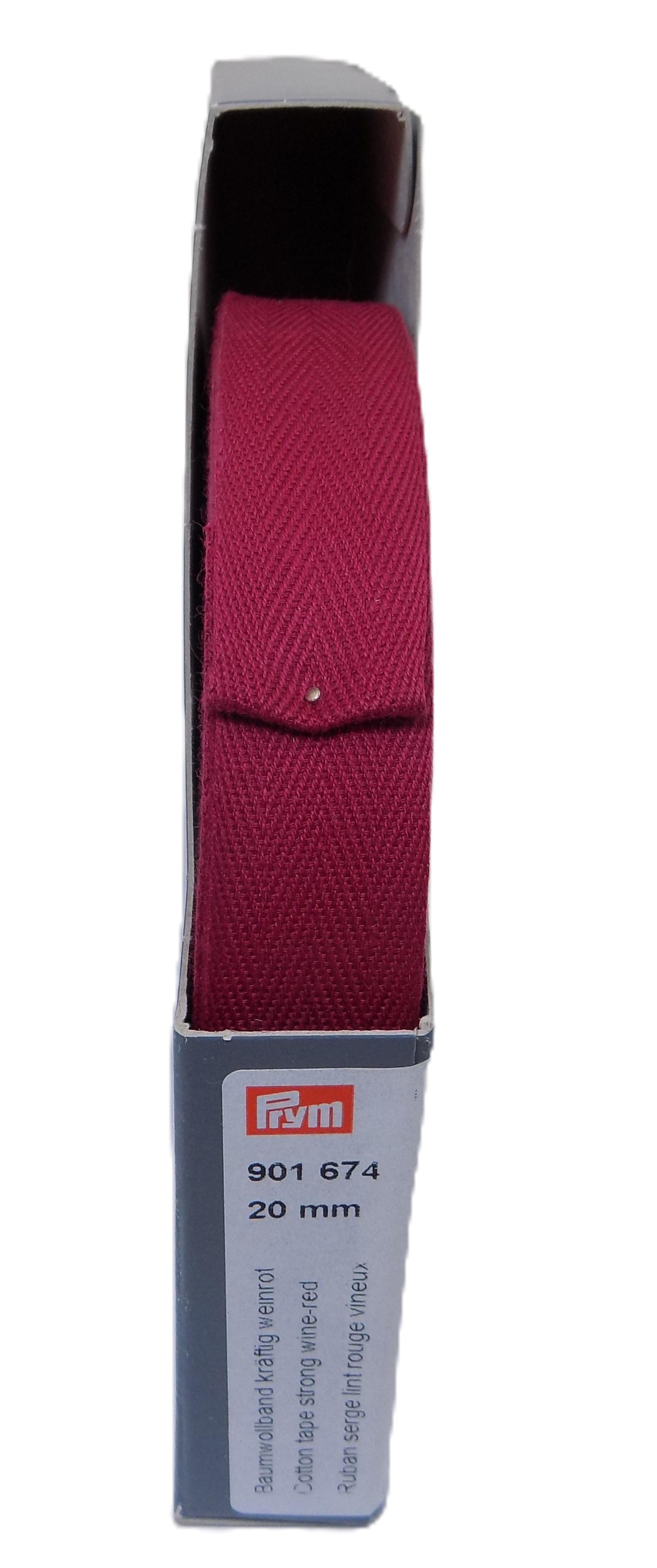 P901674 - Cotton tape strong 20 mm wine red x 30mtr