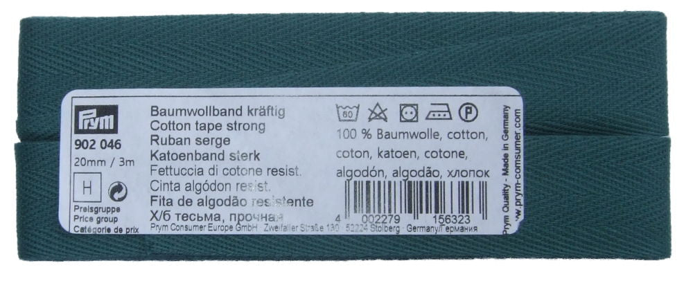 P902046 - **Cotton tape strong 20 mm fir green x 3mtr