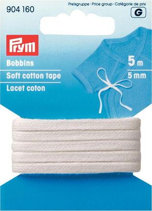 P904160 - Soft cotton tape 5 mm white x 5mtr