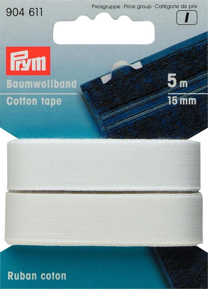 P904611 - Cotton Tape 15 mm white x 5mtr
