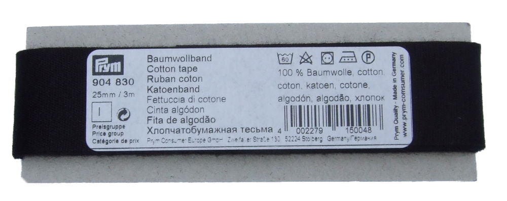 P904830 - **Cotton Tape 25 mm black x 3mtr