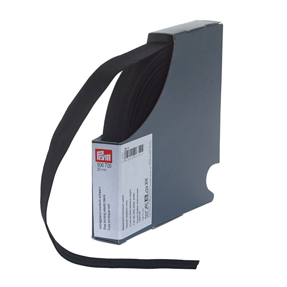 P906700 - Bias binding elastic 40/20mm black x 25m