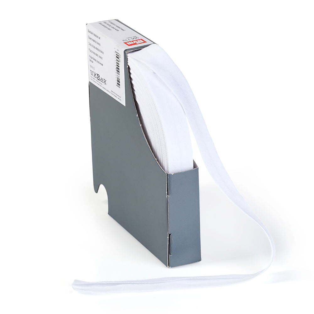 P906710 - Bias binding elastic 40/20mm white x 25mtr